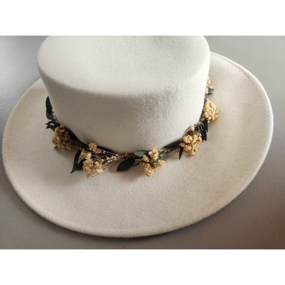 NWT San Diego Hat Co. Felt Boater Bliss Women Wool W/Dried Babies Breath Ivory main image 11